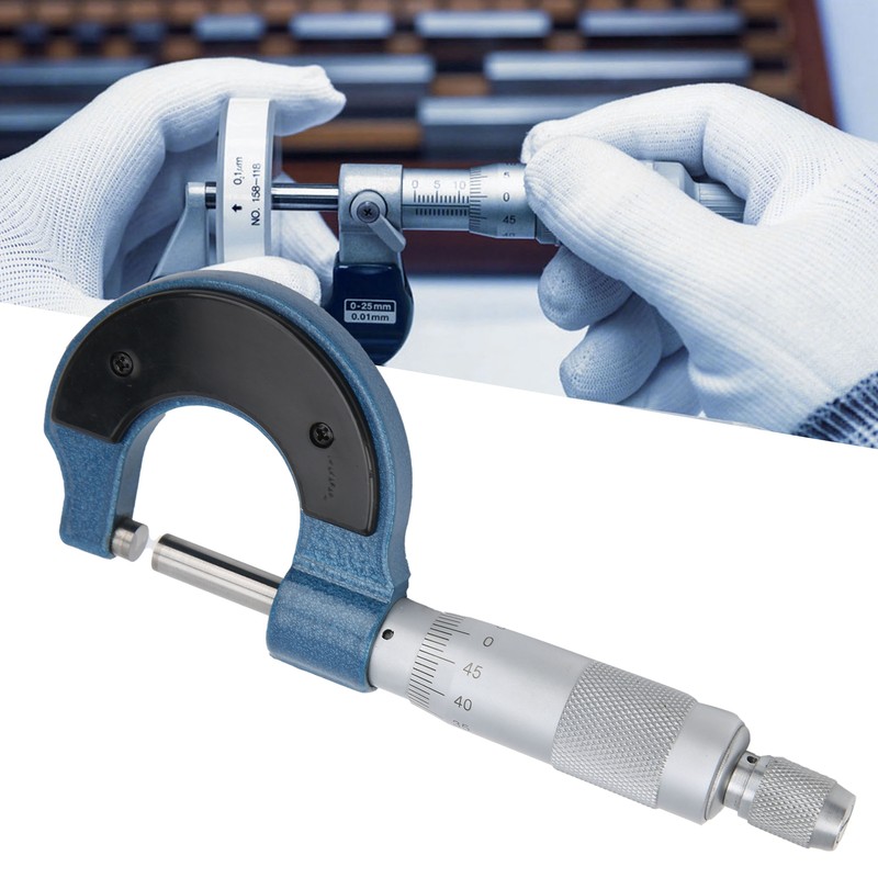 Micrometer 0‑25mm Scale Outside Diameter Carbon Steel Spiral Locking Measuring