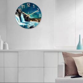 XNM 20 Inch Teal Big Clock for Wall Living Room Decor Battery Powered Waterfall Wall Clock Modern Round Silent Clock for Wall