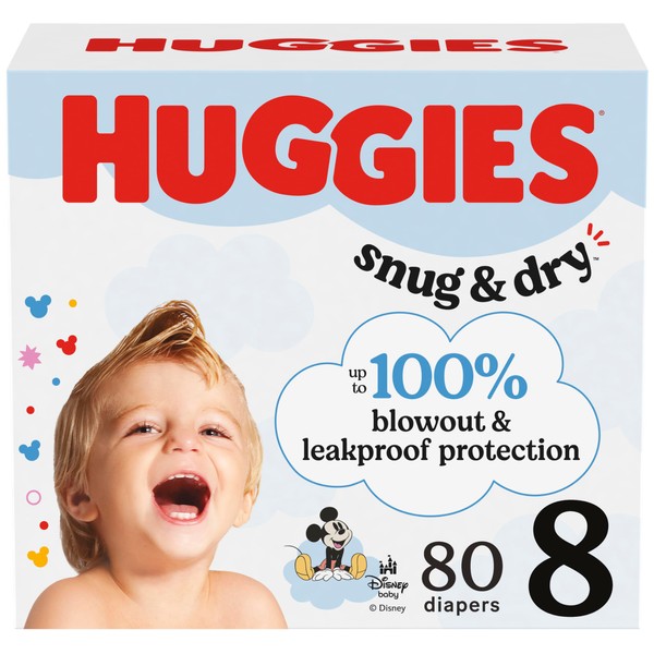 Huggies Size 8 Diapers, Snug & Dry Baby Diapers, Size