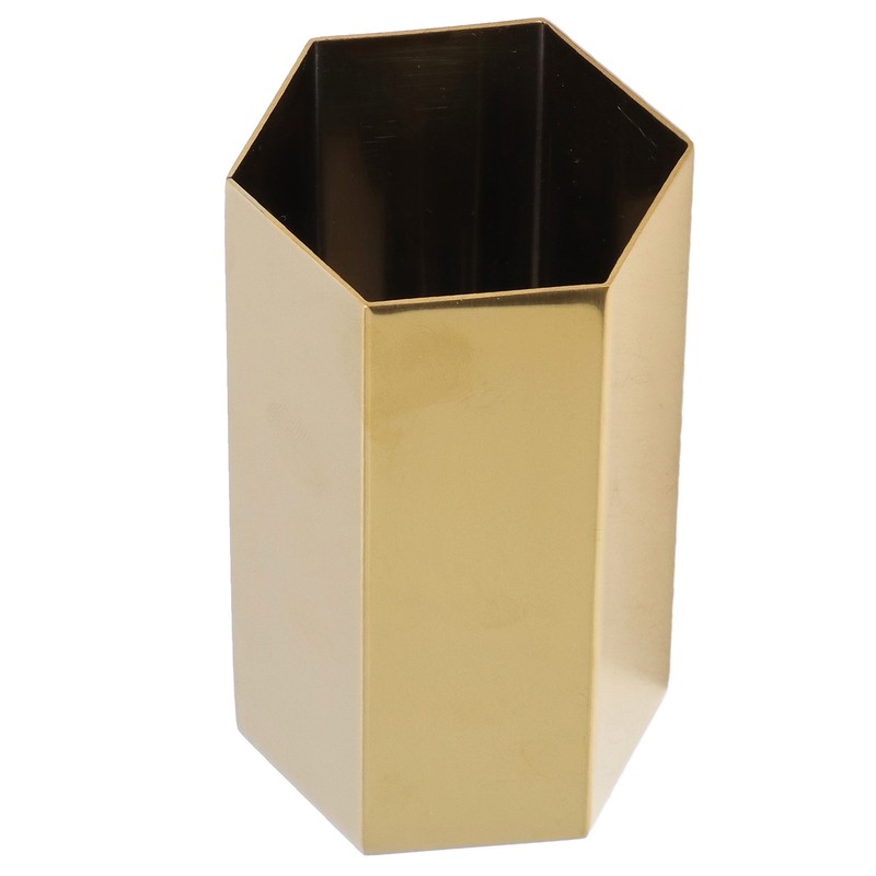 Pen Holder Hex Stainless Steel Gold Electroplating Durable Glossy Corrosion