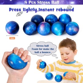 Toyssa Space Party Bag Children's Birthday Stress Ball Stamp Gift Box Rockets Keyring Necklace Children's Tattoo Snap Bracelet Space Galaxy Astronaut Party Bag Boy Party Favours