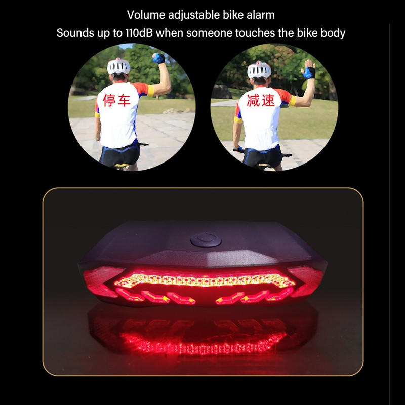 Smart Bike Tail Light with Turn Signals 110dB IP65 Waterproof