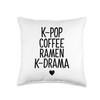 K Drama Cute K Pop Coffee Ramen K-Drama Throw Pillow