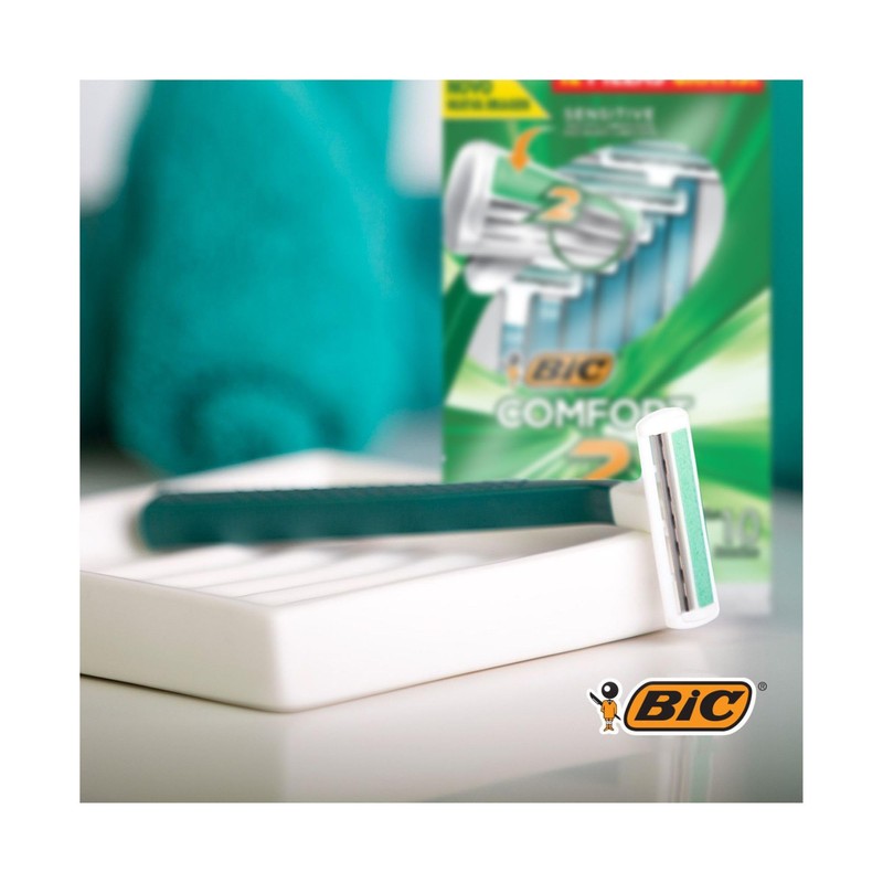 BIC, Rastrillo para Hombre, Rasurador de Dos Hojas, Comfort 2