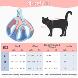 SlowTon Cat Harness Leash Set, Stylish Adjustable Breathable Escape Proof Cat Vest Harness, Color Splicing Cute Night Safe Pet Harness with Reflective Strap for Kitten, Puppy, Rabbit