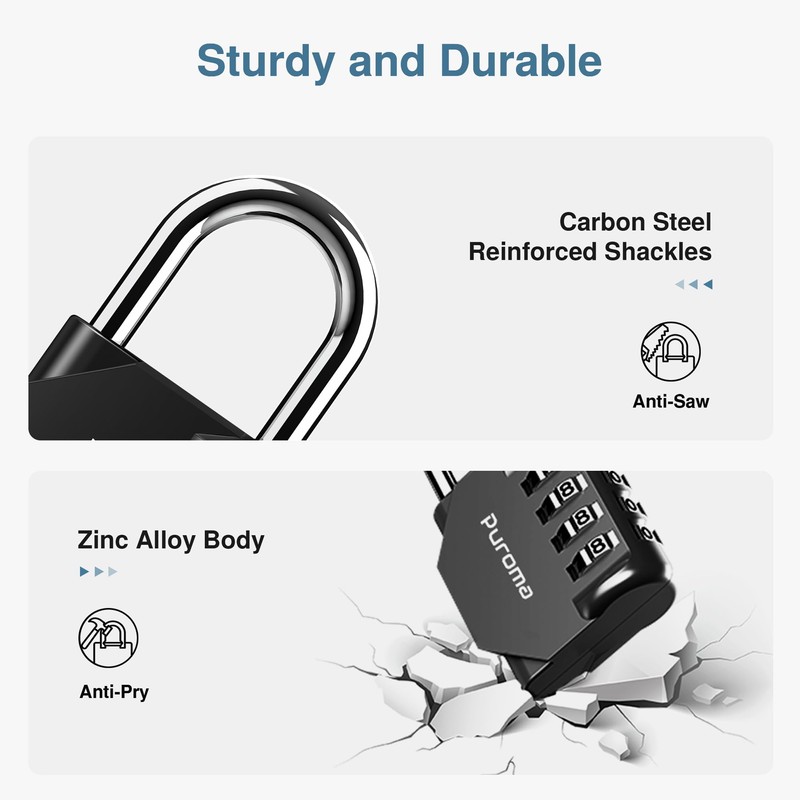 Puroma 3 Pack Combination Lock for Locker 4 Digit Outdoor