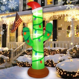 Wabolay Inflatable Christmas Decorations Outdoor Yard Blow Up Cactus 7ft Giant Merry Xmas Inflatables Tropical Desert Blowups Hawaiian Decor LED Lights for Indoor Outside Lawn Holiday Party Vacation