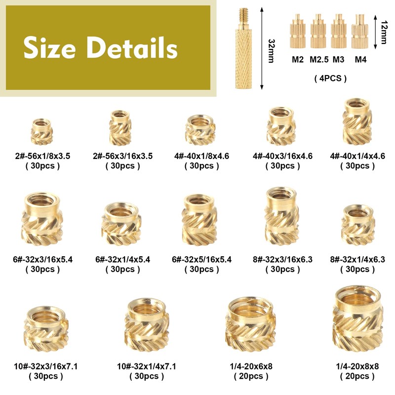 Gueenky Pack of 405 3D Print Threaded Insert, 2# 4#