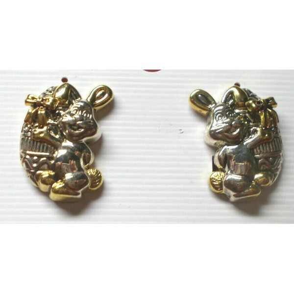 Best Easter Bunny with Easter Egg Silver and Gold Pierced