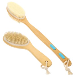 PACKOVE 2pcs Handle Bristle Shower Brush for Exfoliating and Deep Cleaning Skin Back Scrubber for Bathing and Comfortable Bathing Tool