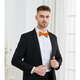 PenSee Mens Solid Orange Bowtie Woven Self Tie Bow Ties Tuxedo & Wedding Bowties
