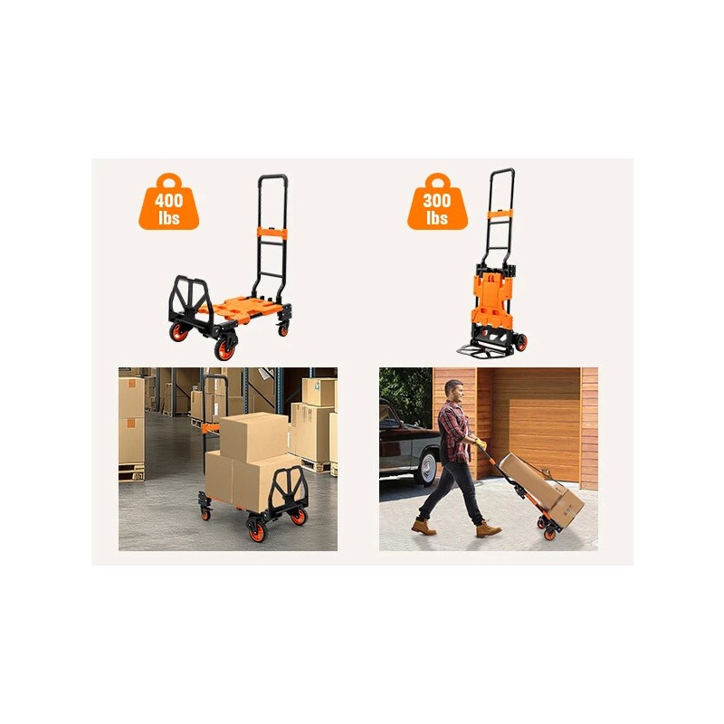 LoJok TECSPACE 2 in 1 Folding Hand Truck, 400 LBS