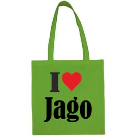 Reifen-Markt I Love Jago Shopping Bag School Bag Gym Bag 38 x 42 cm in Black or White, Green