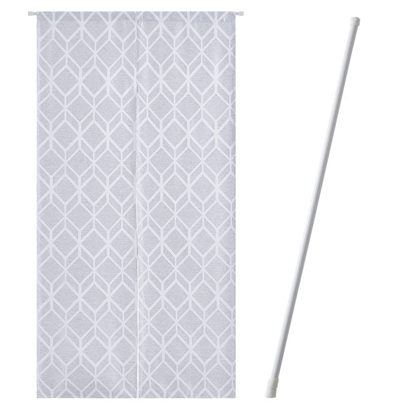 Topfinel Noren, Stylish, Nordic, Thermal Insulated Noren, 70.9 inches (180 cm) Length, Shallow Gray, Square Pattern, Room Divider Curtain, Thermal Insulation, Blindfold, Noren, Door Curtain, Divider