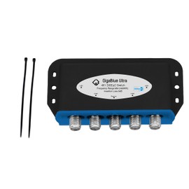 DiseqC Switch 4/1 with Weatherproof Housing GigaBlue Ultra DiSEqC Switch 4x SAT LNB 1 x Subscriber/Receiver for Full HDTV 3D 4K UHD + 5 x F-Connector 2 x Cable Ties