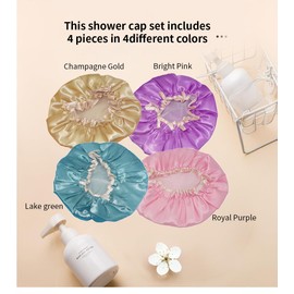 4 Pack Bright Colored EVA Shower Caps, Double Layer Waterproof, Reusable & Durable, Premium Hair Protection, Shower Cap for Women, Ideal for Shower, Bath & Spa, Multi-Use Daily Hair Care Caps