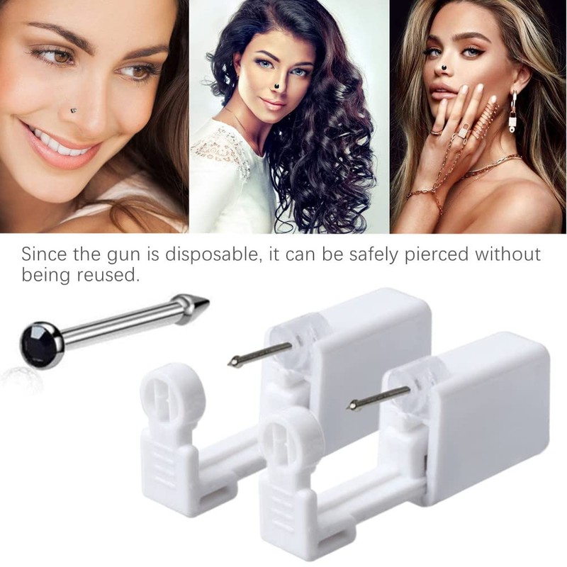 Suskriyocic 2 Pack Disposable Sterile Nose Piercing Kit Tool with