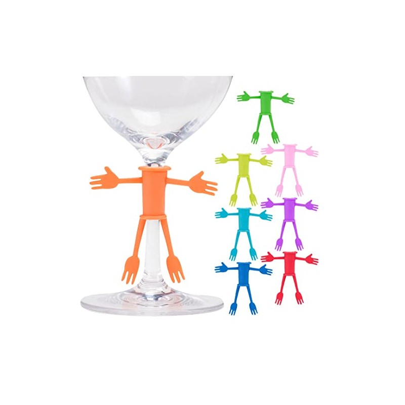Oenophilia Wine Glass Stem Dudes - Set of 8
