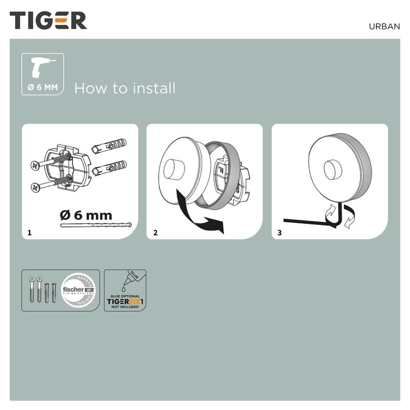 Tiger Urban, Towel hook large, White, 29x50x50mm