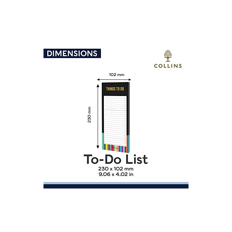 Collins Edge Rainbow Slim Magnetic to Do List Pad Black