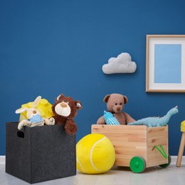 Relaxdays 10021973_139 Quadratischer Filzkorb, H x B x T: 30 x 30 x 30 cm, faltbar, mit 2 Trageöffnungen, Regalkorb, anthrazit