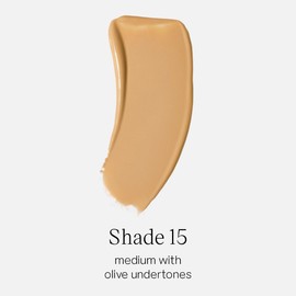 Saie Glowy Super Skin Tint Liquid Foundation - Weightless + Dewy Foundation with Lightweight Medium Coverage - Hydrating Face Makeup + Skin Care Serum Hybrid with Hyaluronic Acid - Shade 15 (1.01 oz)