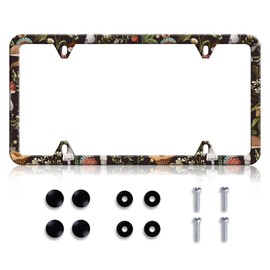 Mushroom License Plate Frame - Woodland Mushroom Dragonfly License Plate Frame Cover Holder Aluminum Metal, Rust-Proof Waterproof Car Decorative Tag Frames for Standard Us 12x6 Inch