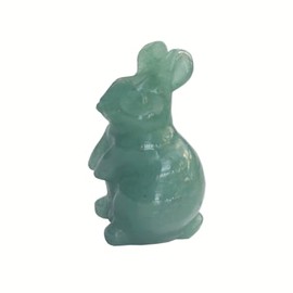Sunshcat Natural Green Aventurine Hand Carved Crystals and Healing Stones Rabbit Statue,1.5 Inches Animal Figurines Gemstone
