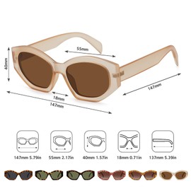 Fozono Hexagonal Polarized Sunglasses for Women Men Retro Trendy Designer Shades Sunglasses FZN815