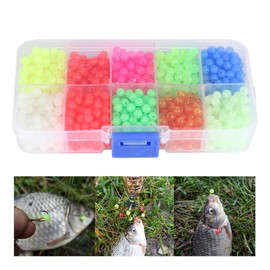 Akozon Fishing Beads, 1000pcs/Box Plastic Round Croch Beads Fishing Tackle Lures Tools Colour Light Beads Fishing for Outdoor Fishing