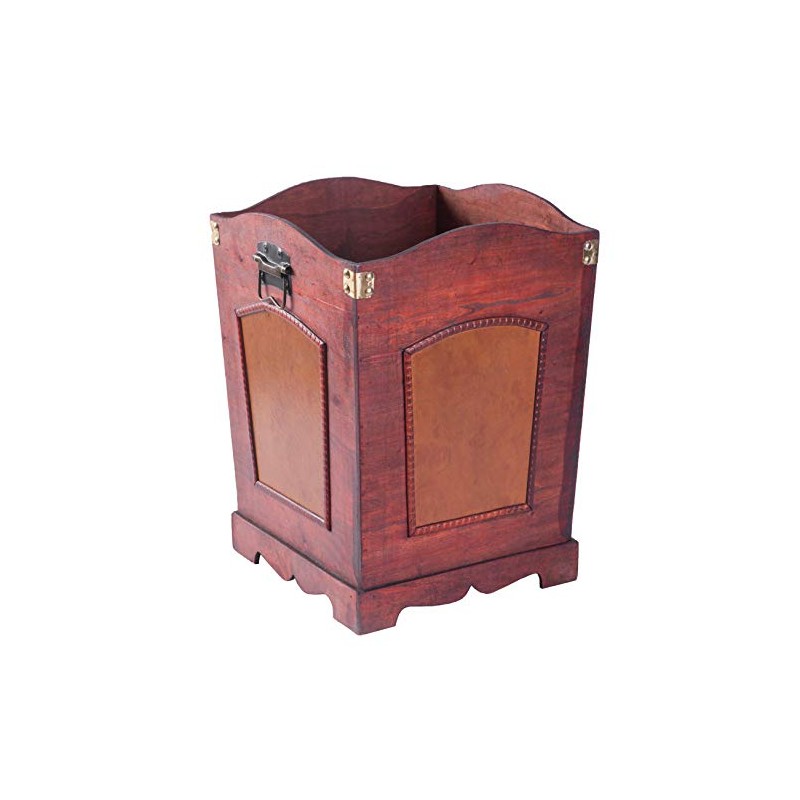 Vintiquewise(TM) Antique Wooden Waste Can/Bin with Handle