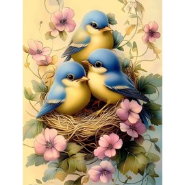 MISCER Birds Diamond Art Kits for Adults, Animals Diamond Painting Kits for Beginners, 5D Full Drill Round Paint with Diamonds Pictures, Gem Art Painting DIY Crafts Kit Decor 12x16inch