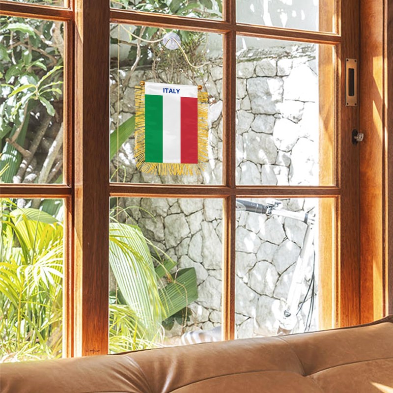 Italy Fringy Hanging Flag Double Sided Small Mini Italy Flag