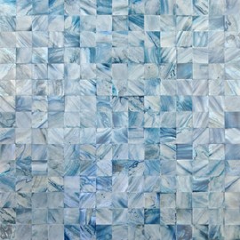 BKshells Mother of Pearl Peel and Stick Tile Shell Tiles Mother of Pearl Tile Shell Mosaic Tiles for Self-Adhesive Kitchen Backsplashes, Bathroom Walls,Home Decor (6PCS, Blue)