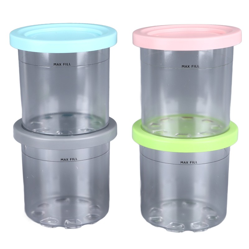 4Pcs Ice Cream Pints Containers and Lids Large Capacity Round