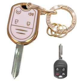 Kepdul for Ford Key Fob Cover Protective Holder Fit for 2011-2016 Ford F150 F250 F350/ 09-17 Expedition/ 13-15 Explorer/ 07-15 Lincoln MKX/ 14-17 Navigator Smart Key Shell (4Ba-Gold-Pink)