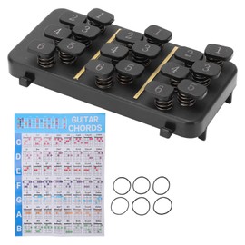 Guitar Chord Trainer, Black Plastic Guitar Changer Tool Atz, 18 Buttons, 110 Chords Guitar Aid Chord Learning System with 6 Rubber Bands