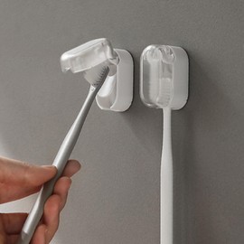 BALUCA 3 PCS Travel Toothbrush Head Covers Caps, Tooth Brush Protector Case Wall Mounted Hanging Rack Organizer for Travel, Camping, Bathroom, School, Business (White)