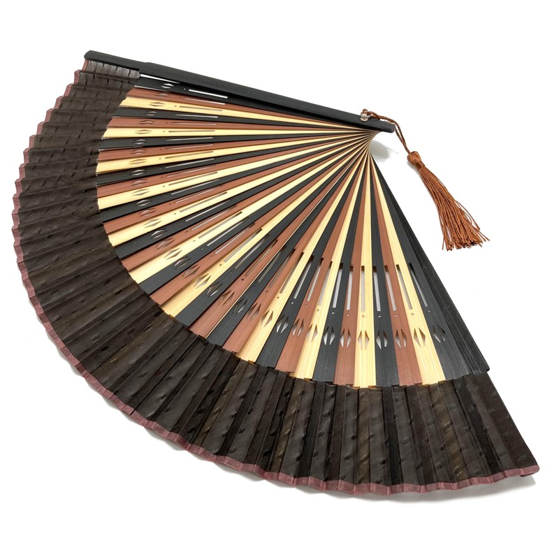 Hanakanzashi Men's Silk Hand Fan, For Gentlemen, With Fan Holder,