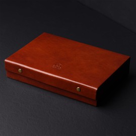 Time Resistance Leather Jewelry Box - Cognac Brown Full Grain Leather Jewellery Organizer - Accessories Storage Box for Women - Genuine Leather Jewelry Case