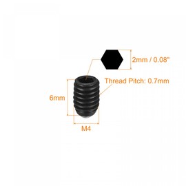 sourcing map Ball Point Set Screws, 5pcs M4 x 6mm High Carbon Steel Metric Spring Hex Socket Grub Screw