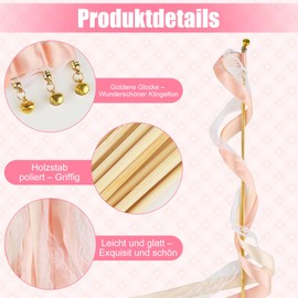 Champagner Wedding Wands, 30 Stück Wedding Wands Hochzeit Mit Glocke, Zauberstäbe Luftschlangen Hochzeit Hochzeitsbändern, Zauberstäbe Luftschlangen für Hochzeiten, Geburtstage, Feiertagsfeiern