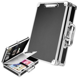 Pechor Clipboard with Storage Combination Lock Briefcase Clipboards Heavy Duty Box Metal Aluminum with Handle, Storage Clipboard Maximum Security, External & Built-in Clip Boards (Upgrade)