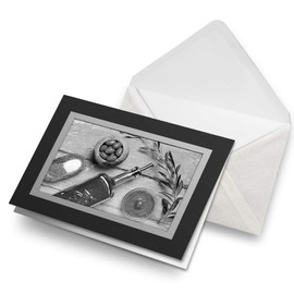 Greeting Cards Black (Insert) BW - Olive Oil Italian Cooking Chef Blank Greetings Card Birthday Kids Party Boys Girls #39329