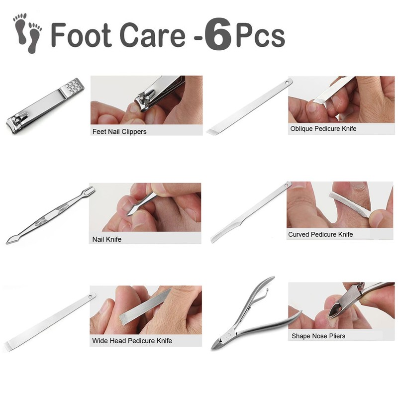 DoerSpace Manicure Pedicure Set, 19 Pieces, Black Nail Clippers, Nail