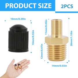 Hawpasy 2PCS Brass Air Inflator Adapter, 1/4" NPT Male to Schrader Valve Connector, Air Hose Fitting for Presta Air Compressor, Tyre Inflator Pump Chuck Fitting for Car Bicycle Tool