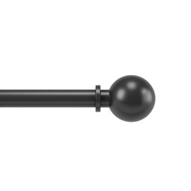 Umbra Bolas Modern 1 Curtain Rod, Includes 2 Matching Finials, Brackets & Hardware, 36 to 72-Inch, Matte Black