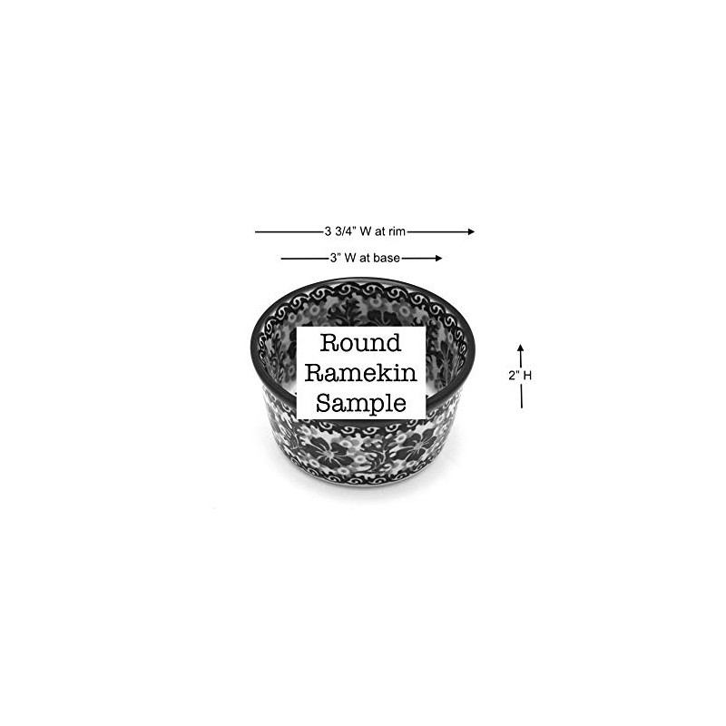 Polish Pottery Ramekin - Peacock Feather