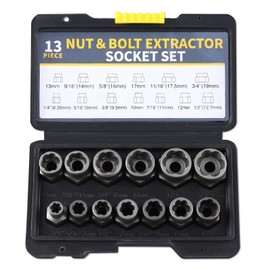 LEONTOOL Bolt & Nut Removal Set, Nut Socket Set, Twist Socket Set, Nut Twister Socket, Bolt Extractor, 13-Piece Set, Nut Tool Box, Twister Socket, Bolt, Extractor, Tool Set, Replacement for Slotted Nut Turner, Bolt, Nut Extraction Socket, Car Tools, Motorcycle Tools, DIY Tools, Accessory Tool