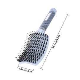 Kzvsiy 2 Pcs Boar Bristle Hair Brush Set, Detangling Brush for Dry/Wet Hair, Ideal for Fine, Thick, Curly, and Tangled Hair Curved and Vented Design for Women and Girl (Sky Blue & Pink)